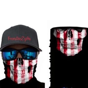 Stars & Stripes Skull 16 n 1 Neck Gaiter Face Cover Dust Mask Biker Rag
